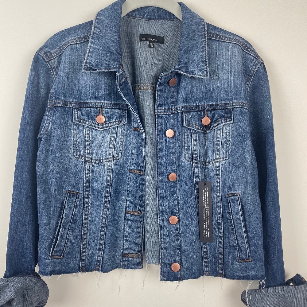 NWT raw hem denim jacket seethrusoul xs